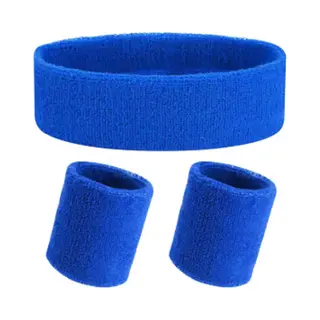 Scoby - Zweetbandjes Set - Polsbandjes - Hoofdband - Sportband - 3 Delig - Donker Blauw