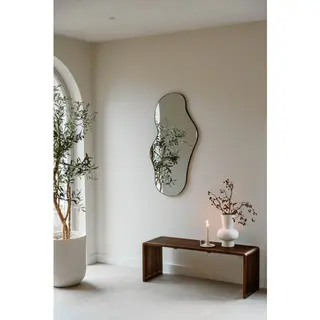 Indore Home – Troas Spiegel – Organische Form – Asymmetrisch – Wandspiegel – 110 Cm – Schwarz