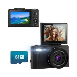 Senzo 5K Digitalkamera 75MP Mit WiFi, 18x Zoom, 60FPS, Inkl. 64GB, Fotokamera, Kompaktkamera, Vlog-Kamera, Videokamera