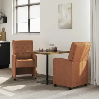 Esszimmerstühle Mit Rollen 2 Pcs Braun 58 X 67 X 97 Cm Vidaxl