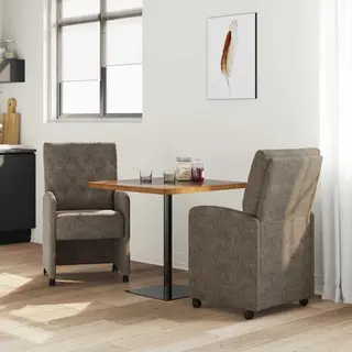 VidaXL Esszimmerstühle Mit Rollen 2 Pcs Dunkelgrau 58 X 67 X 97 Cm