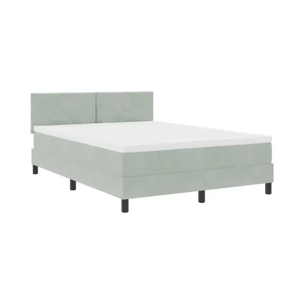 VidaXL Led Boxspringbett Mit Kopfteil Hellgrau 160 X 200 Cm Samt thumbnail