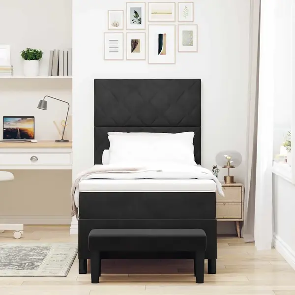 VidaXL Boxspringbett Mit Kopfteil Schwarz 190 X 90 Cm Samt thumbnail