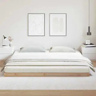 Floor Bed Frame Natural 180 X 220 Cm Solid Pine Wood Vidaxl