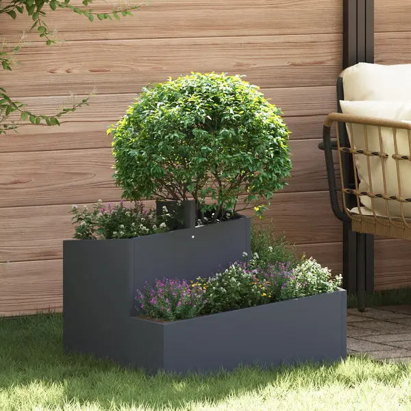 Vidaxl - Gartenblumentopf Anthrazit 60 X 60 X 50 Cm Stahl thumbnail