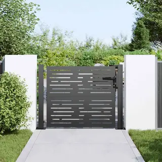 VidaXL Gartentor Schwarz 110 X 105 Cm Pulverbeschichteter Stahl, Eleganter Garten Eingang, Moderner Metallzaun, Wetterbeständig, Stylische Pforte