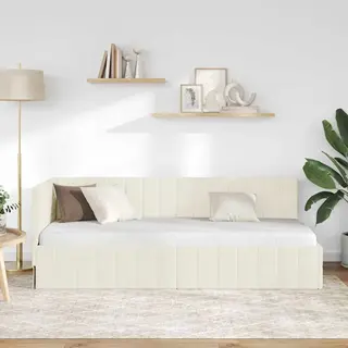 Eckbettgestell Mit Kopfteil Creme 80 Cm X 200 Cm Samt Vidaxl