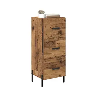 VidaXL Dressoir Met Lade Oud Hout 34 X 34, 5 X 90 Cm Bewerkt Hout