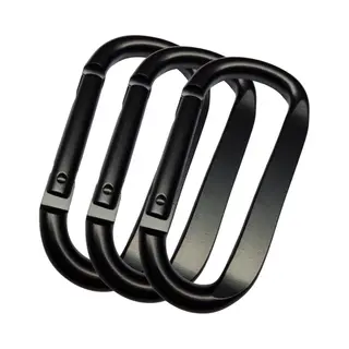 Dx - Triopakket Karabijnhaak Plat - 3 Stuks - 6x60mm - D-Vorm Carabiner- Zwart- Platte Musketonhaak