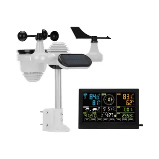 7-In-1 Weerstation, Draadloos, 7, 5 Inch Kleurendisplay, Digitale Monitor Voor Binnen En Buiten, Temperatuur, Vochtigheid, Windsnelheid/Richting,