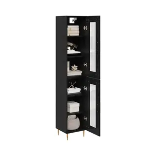 Highboard 2 Pcs Schwarz Eichen-optik Glas Vidaxl