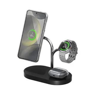 Samsung Gp-PWU024WIABW oplader voor mobiele apparatuur Headset, Smartphone, Smartwatch Zwart, Zilver Usb Draadloos opladen Binnen