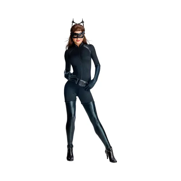 Rubies Rubie's Official Deluxe Catwoman Ladies Fancy Dress Dark Knight Batman Superhero Womens Costume, Black, M thumbnail