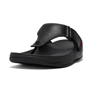 Fitflop Men's Trakk Ii Post - Leather Open Toe Sandals, Black All Black 090, 9 Uk