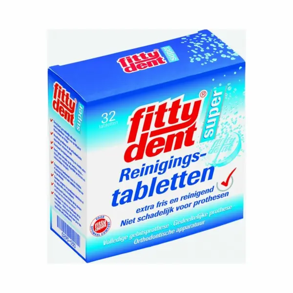Fittydent Fitty Dent Super Reinigingstabletten | 32 Tabletten thumbnail