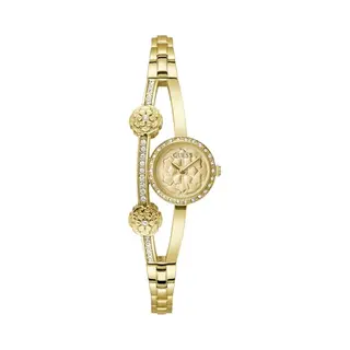 Guess Damen Armbanduhr Chloe Mit Zirkonia, Goldfarbenes Edelstahlarmband, Mineral Glas, Goldfarbenes Ziffernblatt, 3 Bar, Gehäusedurchmesser, 20 Mm,