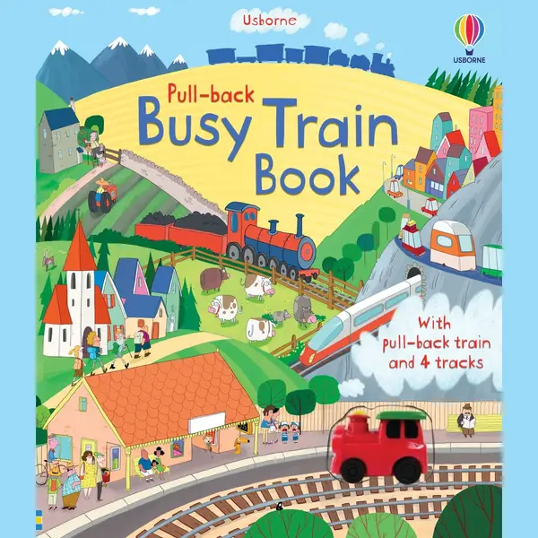 Usborne Publishing Pull-back Busy Train Book boek 10 pagina's thumbnail