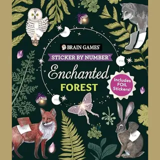 Brain Games - Sticker By Number- Brain Games - Sticker By Number, Enchanted Forest (24 Images To Sticker)