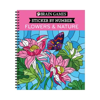 Brain Games - Sticker By Number- Brain Games - Sticker By Number, Flowers & Nature (28 Images To Sticker)