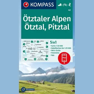 Kompass Wanderkarten 43 - Kompass Wanderkarte 43 Ötztaler Alpen, Ötztal, Pitztal 1, 50.000