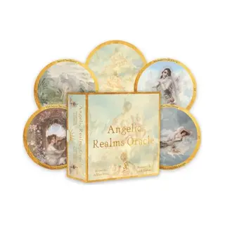 Sacred Scribe Publishing Angelic Realms Oracle, Tap Into Your Angelic Energy And The Divine Realms (40 Full-Color Round Cards And 94-Page Full-Color Guidebook)
